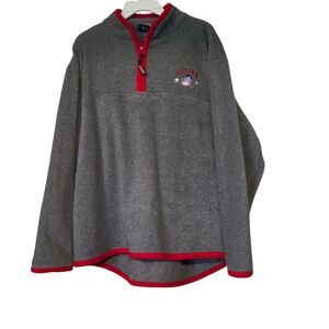 Vintage Pooh Disney Eeyore Gray and Red Quarter-Zip Pullover Fleece M EUC